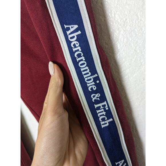 Abercrombie & Fitch Red Jogger Fleece Logo Side Stripe Sweatpants Men L Lounge - Picture 8 of 15